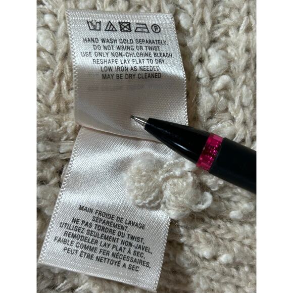 Anthropologie Moth Chunky Knit Swing Sweater in Cream Zipper Accent Alpaca Sz L - Picture 5 of 10